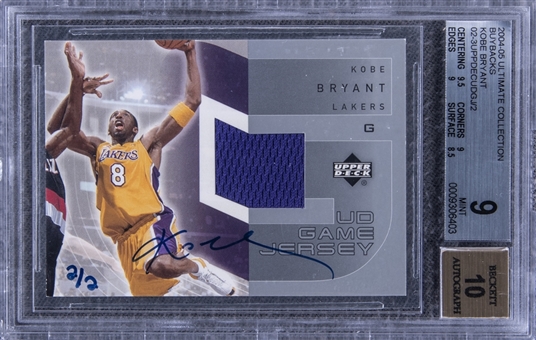 2004-05 Ultimate Collection Buybacks #BB-KB Kobe Bryant Signed Game Used Patch Card (#2/2) - BGS MINT 9/BGS 10